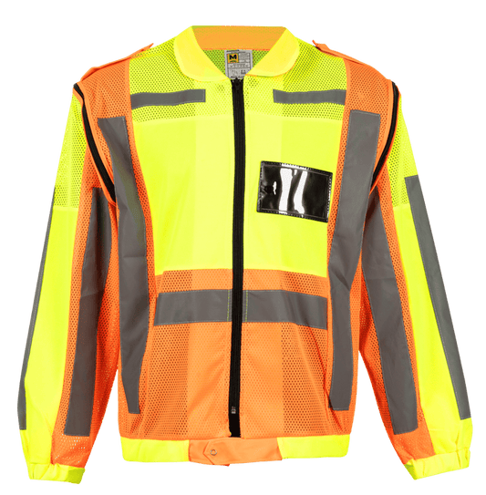 METRO REFLECTIVE JACKET DETACHABLE SLEEVE LIME/ORANGE
